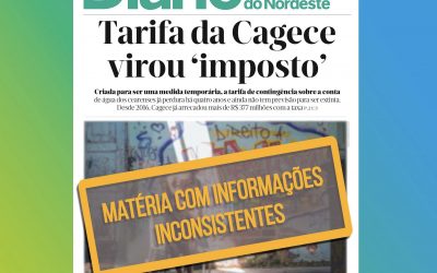 Cagece esclarece sobre Tarifa de Contingência após matéria veiculada com informações inconsistentes