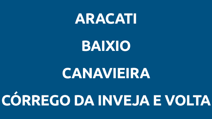 Aracati, Baixio, Canavieira, Córrego da Inveja e Volta