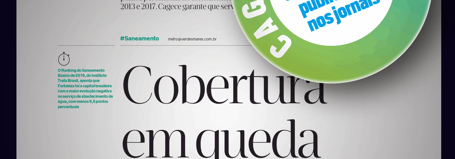 Cagece esclarece sobre dados do Instituto Trata Brasil veiculados em matéria publicada nesta quarta-feira (24)